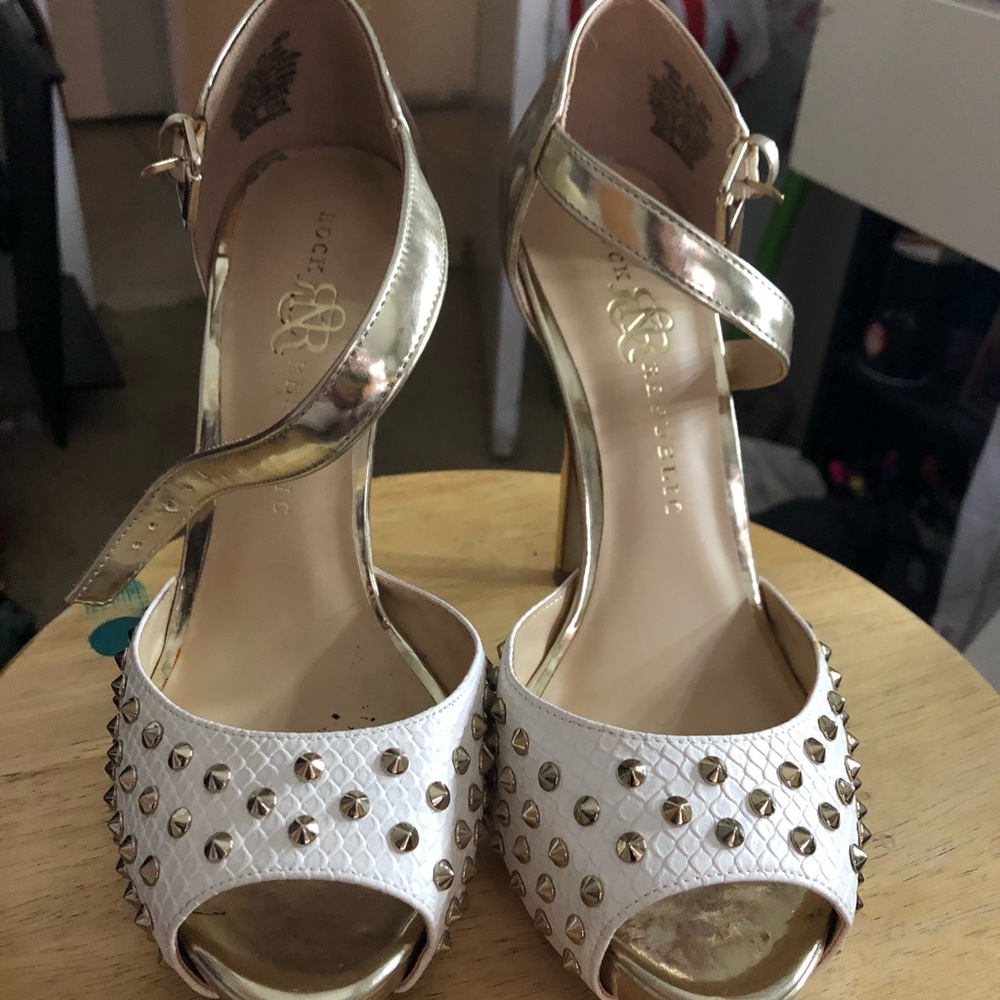 Gold & white high heels